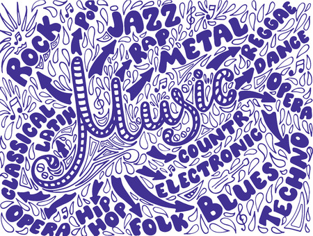Music Sketchy Notebook Doodles. Hand-Drawn Vector Illustration.のイラスト素材