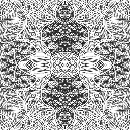 Abstract seamless background of doodle hand drawn lines. Colorful pattern.のイラスト素材