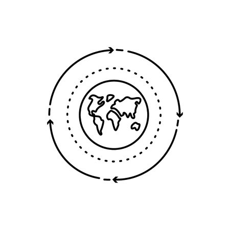 Modern thin line icon of planet. Premium quality outline symbol. Simple mono linear pictogram, drawing, art, sign. Stroke concept for web graphics.のイラスト素材