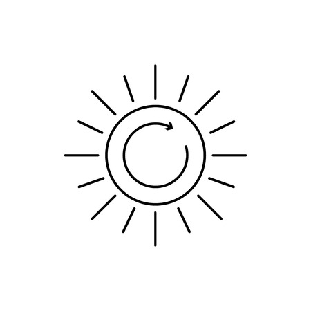 Line art icon - ecology and sun. Nature and weather sign. Sun symbol.のイラスト素材