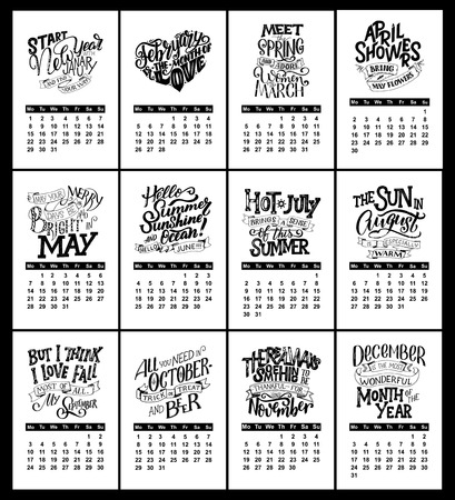 Hand drawn lettering quotes for calendar designのイラスト素材