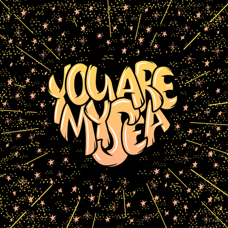 Big heart with lettering - You are my sea, typography poster for Valentines Day.のイラスト素材