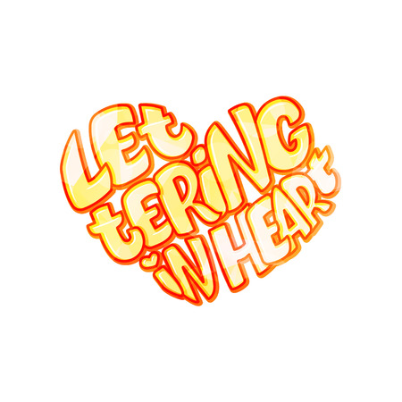 Big heart with lettering - Lettering in heart, typography poster for Valentines Day, cards, prints. Vector illustrationのイラスト素材