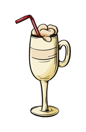 Coffee cup; hand drawn sketch glass of latte, mocha, milkshake, drink; element for cafe menu, restaurant posters or postcards. Vectorのイラスト素材