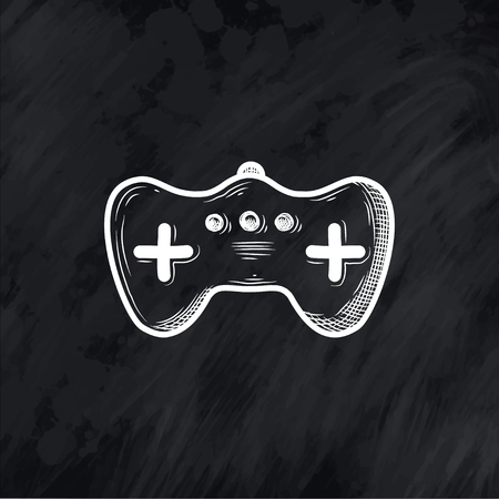 vector outline sketch icon for playing video games console controller, hand drawn illustration on white backgroundのイラスト素材