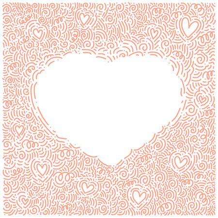 Love doodle background with hearts. Vector hand drawn abctract templateのイラスト素材