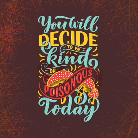 Lettering Quote about poison. Halloween. Logo, icon and label for your design. Celebration motivational slogan. Hand drawn vector illustration. Can be used for sticker, badge, card, poster, bannerのイラスト素材