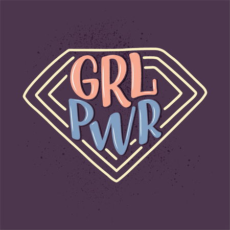 GIRL POWER - quote lettering. Calligraphy inspiration graphic design typography element. Hand written postcard. Cute simple vector sign, hand drawn style. Textile printの写真素材