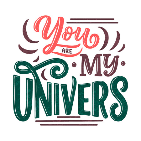 Sketch lettering quote about space for textile design and print . Modern trendy kids concept. Doodle illustration. Hand drawn card. Vector typography poster.のイラスト素材