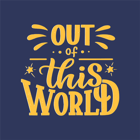 Sketch lettering quote about space for textile design and print . Modern trendy kids concept. Doodle illustration. Hand drawn card. Vector typography poster.のイラスト素材