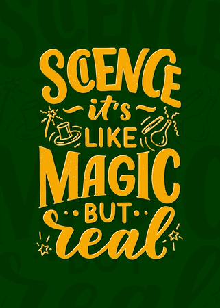 Sketch banner with fun slogan for concept design about science. Hand drawn illustration. Modern calligraphy quote. Typography tee print design. Cute lettering for kids fashion. Vectorのイラスト素材