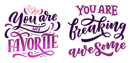 Birthday lettering in retro style. Anniversary invitation card. Vintage invitation template for celebration design. Vector Funny quotesのイラスト素材