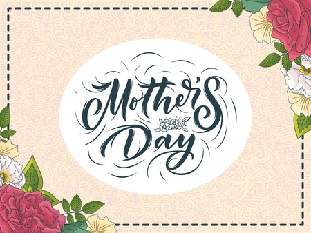 Mothers day lettering for Gift card. Vintage Typography, great design for any purposes. Modern calligraphy banner template. Celebration quote. Handwritten text postcard. Vector illustrationのイラスト素材