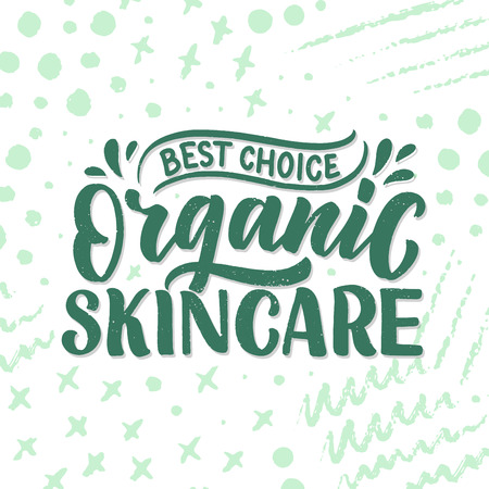 Organic skin care phrase concept banner. Natural cosmetic slogan for presentation or website. Isolated lettering typography product ide. Vector illustrationのイラスト素材