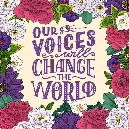 lettering quote about woman voice. Calligraphy inspiration graphic design typography element. Hand written postcard. Cute simple sign hand drawn style. Textile printのイラスト素材