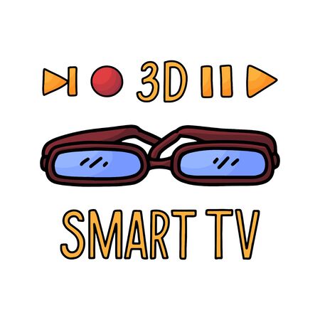 Doodle design template with 3d glass icon. Creative modern concept. Graphic elements collection. Vector illustrationのイラスト素材