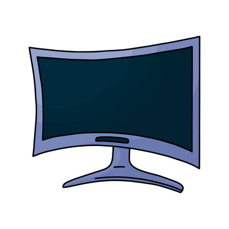 hand drawn vector isolated plasma and oled tv or television for watching films and playing games with console on transparent background, 4k hd device. Vector illustrationのイラスト素材