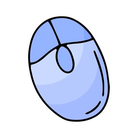 Line art sketch icon of wireless mouse. Vector illustration. Hand drawn device for laptop. Outlineのイラスト素材