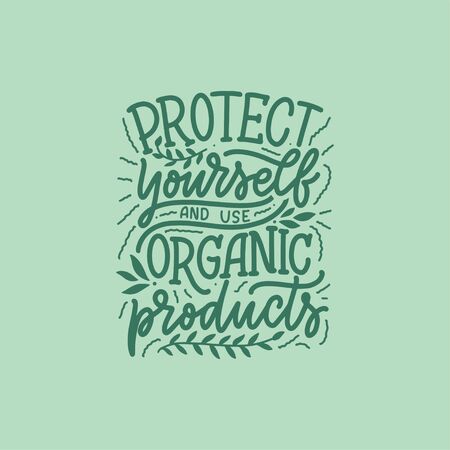 Organic skin care phrase concept banner. Natural cosmetic slogan for presentation or website. Isolated lettering typography product ide. Vector illustrationのイラスト素材