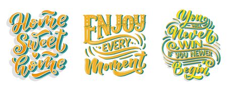 Inspirational quotes. Hand drawn vintage illustrations with lettering. Drawing for prints on t-shirts and bags, stationary or poster. Vectorのイラスト素材