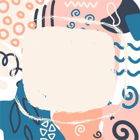 Abstract shape template set in terrazzo trendy style. Creative design for brochure, book cover, social media, marketing, banner and flyer. Geometric minimal concept. Vector illustrationのイラスト素材