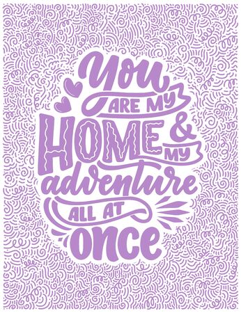 Card with slogan about love in beautiful style. Vector illustration. Abstract lettering composition. Trendy graphic design for print. Motivation poster. Calligraphy text for Valentine's Day.のイラスト素材