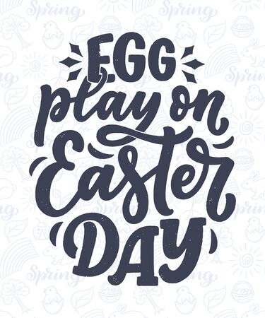 Calligraphy lettering slogan about Easter for flyer and print design. Vector illustration. Template banner, poster, greeting postcard.のイラスト素材
