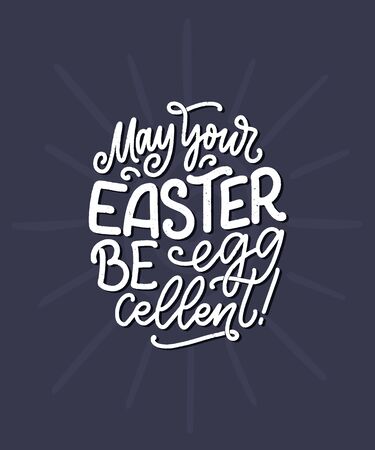 Calligraphy lettering slogan about Easter for flyer and print design. Vector illustration. Template banner, poster, greeting postcard.のイラスト素材