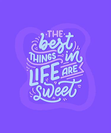 Funny saying, inspirational quote for cafe or bakery print. Embossed tape and brush calligraphy. Dessert lettering slogan in hand drawn style. Vector illustrationのイラスト素材