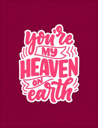 Card with slogan about love in beautiful style. Vector illustration. Abstract lettering composition. Trendy graphic design for print. Motivation poster. Calligraphy text for Valentine's Day.のイラスト素材