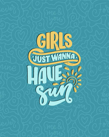 Hand drawn lettering composition about Summer. Funny season slogan. Isolated calligraphy quote for travel agency, beach party. Great design for banner, postcard, print or poster. Vector illustrationのイラスト素材