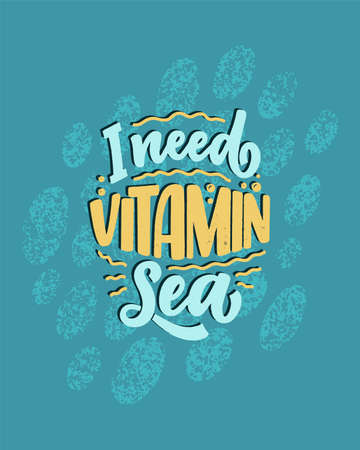 Hand drawn lettering composition about Summer. Funny season slogan. Isolated calligraphy quote for travel agency, beach party. Great design for banner, postcard, print or poster. Vector illustrationのイラスト素材