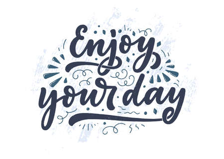 Lettering slogan for Happy Birthday. Hand drawn phrase for gift card, poster and print design. Modern calligraphy celebration text. Vectorのイラスト素材