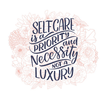 Love yourself lettering slogan. Funny quote for blog, poster and print design. Modern calligraphy text about self care.のイラスト素材