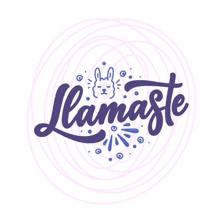 Funny hand drawn lettering quote about llama. Cool phrase for print and poster design. Inspirational kids slogan. Greeting card template. Vectorのイラスト素材