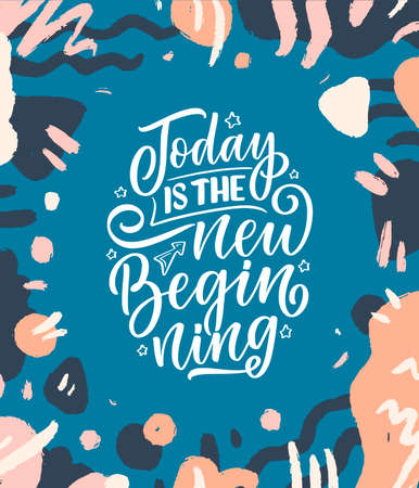 Hand drawn lettering quote in modern calligraphy style about Monday. Slogan for print and poster design. Vectorのイラスト素材