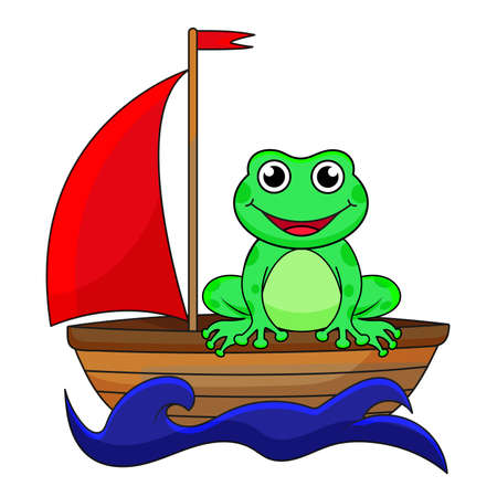 a frog is sitting on a boatのイラスト素材