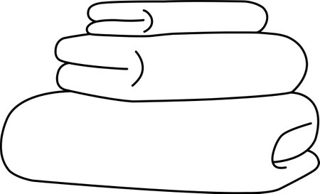 doodle icon stack of towels, terry towels, hand drawingのイラスト素材