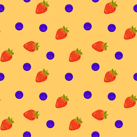 bright vector seamless pattern, berry pattern, strawberry and blueberry, fabric pattern