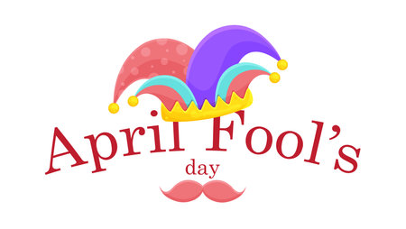 bright vector greeting card for April fools day, buffoons hat, clown hatのイラスト素材