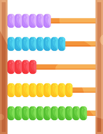 bright vector illustration of mathematical abacus, school and office supplies, back to schoolのイラスト素材