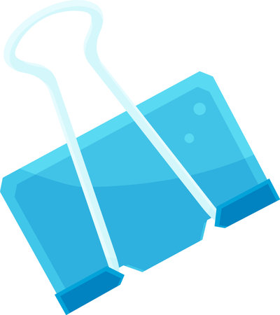 bright vector illustration of a blue paper clip, school and office supplies, back to schoolのイラスト素材