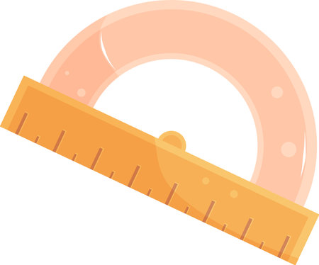 bright vector illustration protractor ruler, school and office supplies, back to schoolのイラスト素材