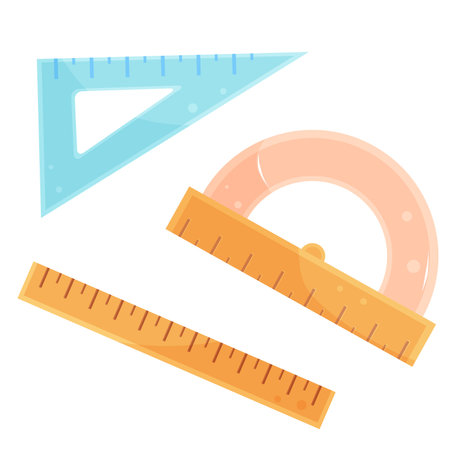 set bright vector illustration ruler, school and office supplies, back to schoolのイラスト素材