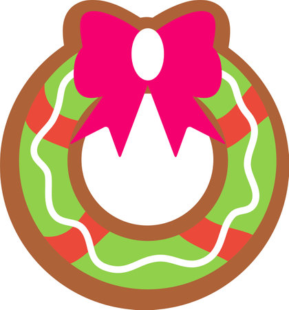 wreath, christmas gingerbread, new years sweets, gingerbread, color illustration flatのイラスト素材