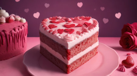 Valentine's Day, heart cake, romantic sweets, berry cheesecakeの素材