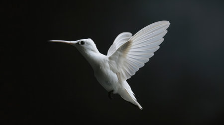 International Albinism Awareness Day, albino hummingbird on a black background, a genetic feature of appearance, not like everyone elseの素材