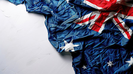 horizontal banner, abstract background of Western Australia Day, flag of Australia, texture of crumpled fabric, white background, copy space, free space for textの素材