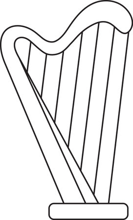 St. Patrick's Day, harp, Irish folk musical instruments, black and white vector linear icon isolated on a white transparent backgroundのイラスト素材