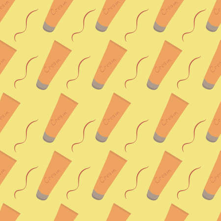Cosmetics and makeup seamless pattern in line art style. vector illustration.のイラスト素材